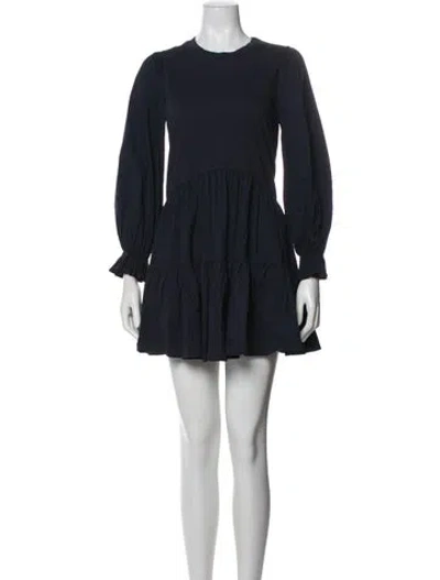 Pre-owned Cinq À Sept Crew Neck Mini Dress In Blue