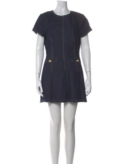 Pre-owned Cinq À Sept Crew Neck Mini Dress In Blue