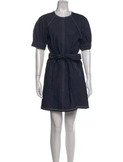 Pre-owned Cinq À Sept Crew Neck Mini Dress In Blue