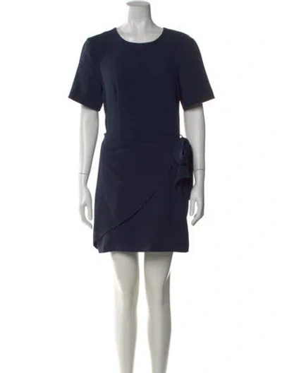 Pre-owned Cinq À Sept Crew Neck Mini Dress In Blue