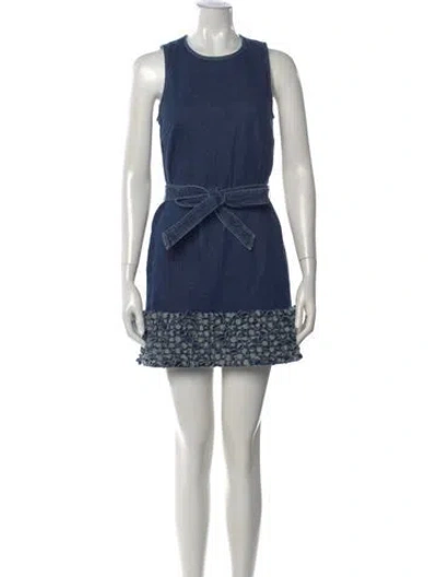 Pre-owned Cinq À Sept Crew Neck Mini Dress In Blue