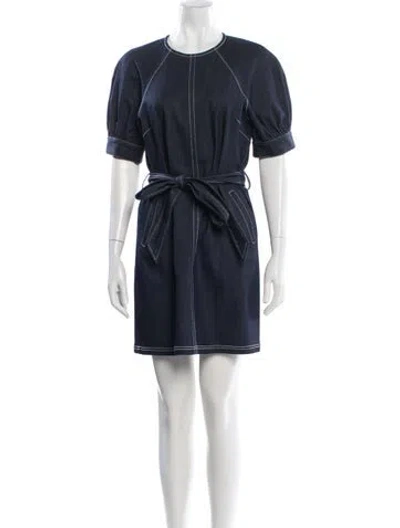 Pre-owned Cinq À Sept Crew Neck Mini Dress In Blue