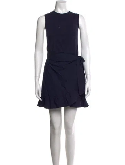 Pre-owned Cinq À Sept Crew Neck Mini Dress In Blue
