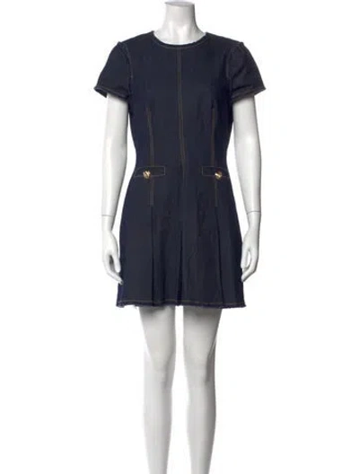 Pre-owned Cinq À Sept Crew Neck Mini Dress In Blue