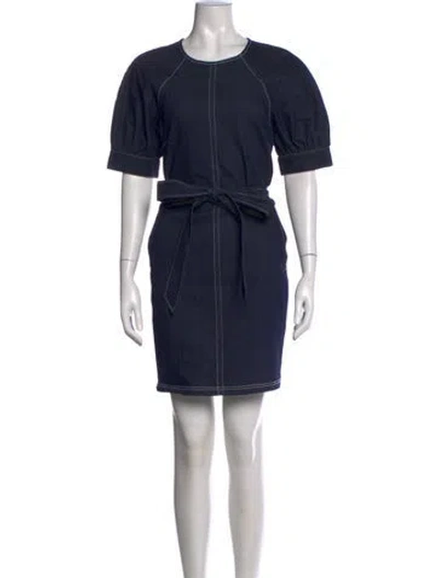Pre-owned Cinq À Sept Crew Neck Mini Dress In Blue