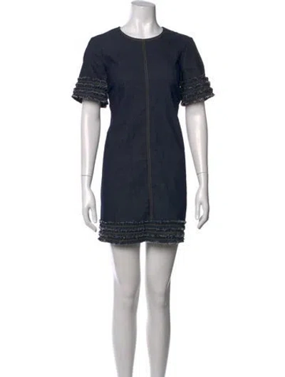 Pre-owned Cinq À Sept Crew Neck Mini Dress In Blue