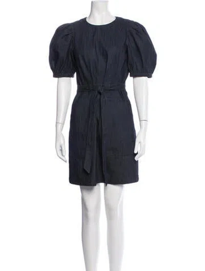 Pre-owned Cinq À Sept Crew Neck Mini Dress In Blue