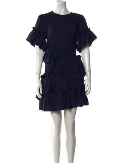 Pre-owned Cinq À Sept Crew Neck Mini Dress In Blue