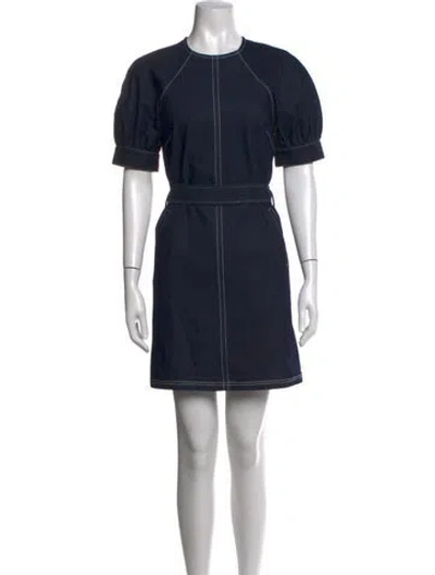 Pre-owned Cinq À Sept Crew Neck Mini Dress In Blue
