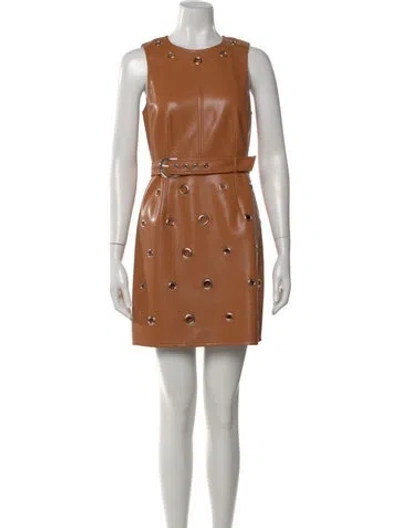 Pre-owned Cinq À Sept Crew Neck Mini Dress In Brown