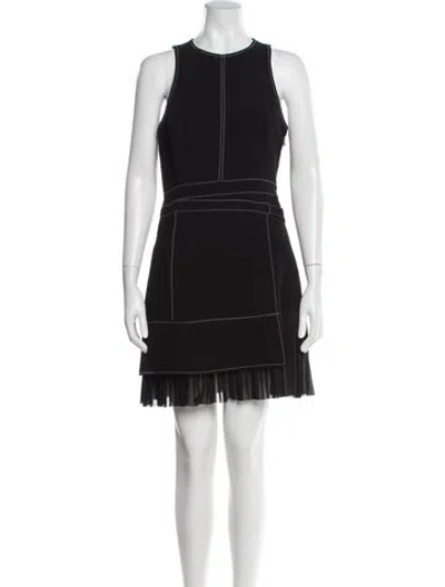Pre-owned Cinq À Sept Crew Neck Mini Dress In Gray