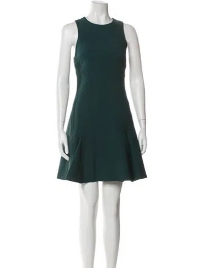 Pre-owned Cinq À Sept Crew Neck Mini Dress In Green