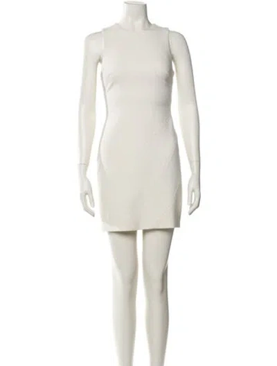 Pre-owned Cinq À Sept Crew Neck Mini Dress In Neutral