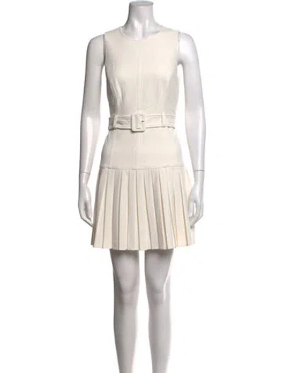 Pre-owned Cinq À Sept Crew Neck Mini Dress In Neutrals