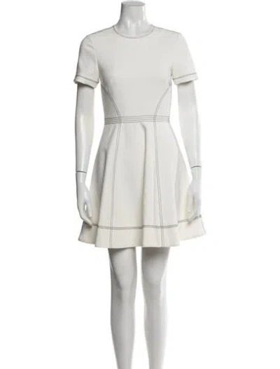 Pre-owned Cinq À Sept Crew Neck Mini Dress In Neutrals