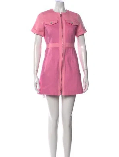 Pre-owned Cinq À Sept Crew Neck Mini Dress In Pink
