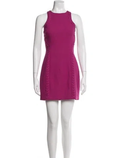 Pre-owned Cinq À Sept Crew Neck Mini Dress In Purple