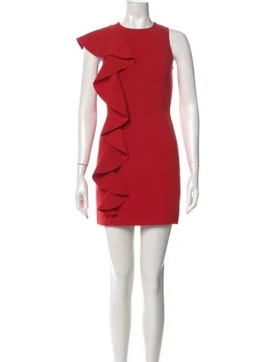 Pre-owned Cinq À Sept Crew Neck Mini Dress In Red