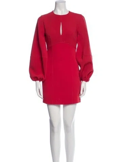Pre-owned Cinq À Sept Crew Neck Mini Dress In Red