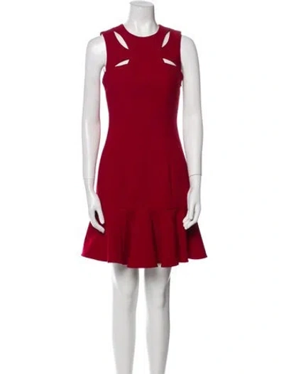 Pre-owned Cinq À Sept Crew Neck Mini Dress In Red