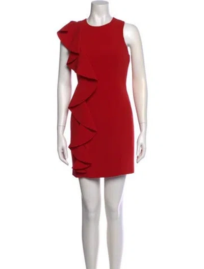 Pre-owned Cinq À Sept Crew Neck Mini Dress In Red