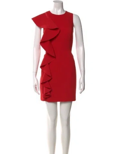 Pre-owned Cinq À Sept Crew Neck Mini Dress In Red