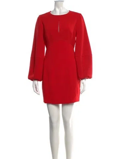 Pre-owned Cinq À Sept Crew Neck Mini Dress In Red