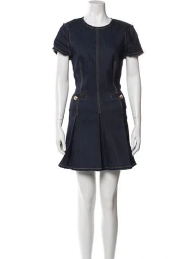 Pre-owned Cinq À Sept Crew Neck Mini Dress W/ Tags In Blue