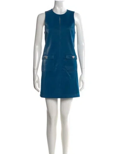 Pre-owned Cinq À Sept Crew Neck Mini Dress W/ Tags In Blue