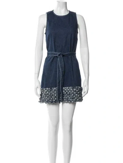 Pre-owned Cinq À Sept Crew Neck Mini Dress W/ Tags In Blue