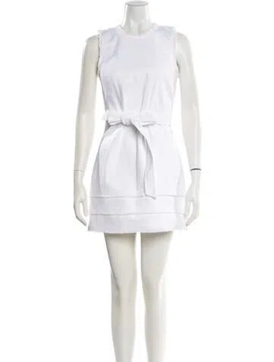 Pre-owned Cinq À Sept Crew Neck Mini Dress In White