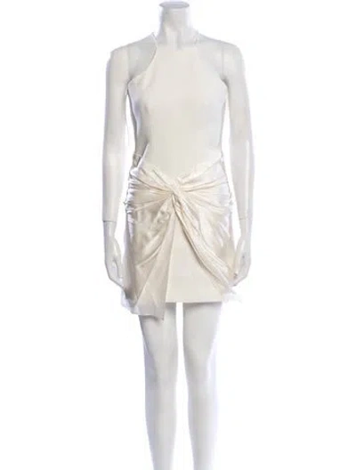 Pre-owned Cinq À Sept Crew Neck Mini Dress In White