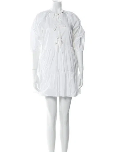 Pre-owned Cinq À Sept Crew Neck Mini Dress In White