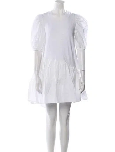Pre-owned Cinq À Sept Crew Neck Mini Dress In White