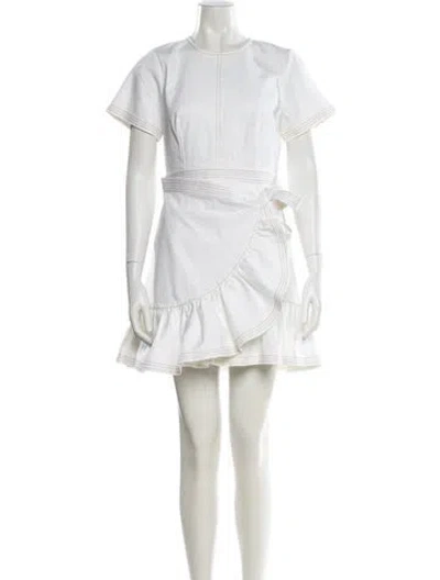 Pre-owned Cinq À Sept Crew Neck Mini Dress In White