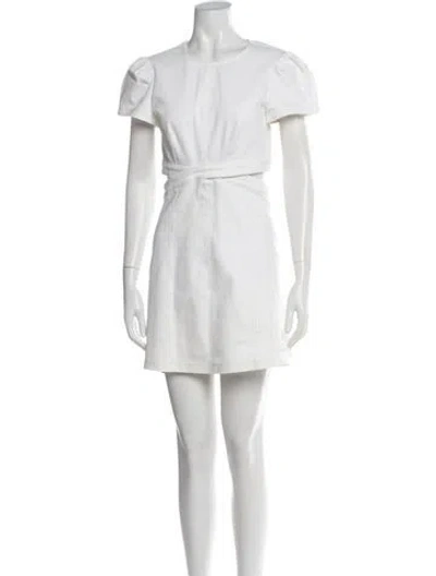 Pre-owned Cinq À Sept Crew Neck Mini Dress In White
