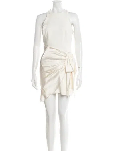 Pre-owned Cinq À Sept Crew Neck Mini Dress In White