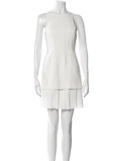 Pre-owned Cinq À Sept Crew Neck Mini Dress In White