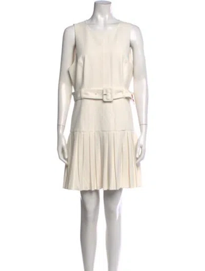 Pre-owned Cinq À Sept Crew Neck Mini Dress In White