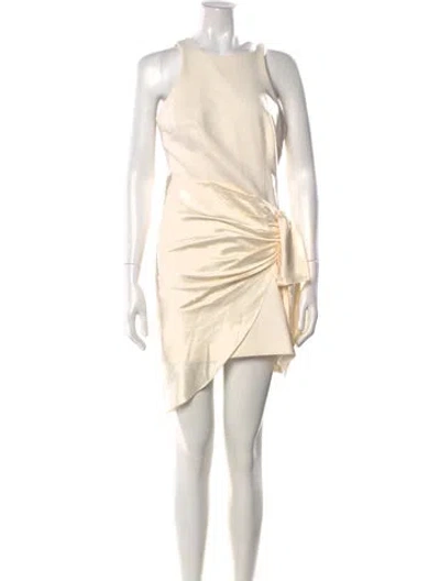 Pre-owned Cinq À Sept Crew Neck Mini Dress In White