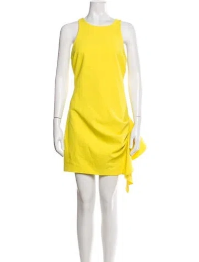 Pre-owned Cinq À Sept Crew Neck Mini Dress In Yellow