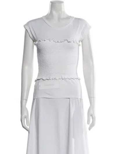 Pre-owned Cinq À Sept Crew Neck Short Sleeve Crop Top In White