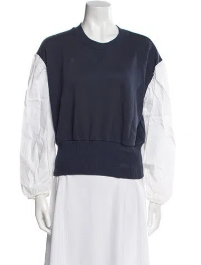 Pre-owned Cinq À Sept Crew Neck Short Sleeve Sweatshirt In Blue