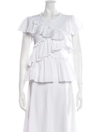 Pre-owned Cinq À Sept Crew Neck Short Sleeve Top W/ Tags In White