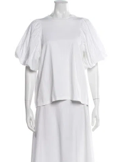 Pre-owned Cinq À Sept Crew Neck Short Sleeve Top In White