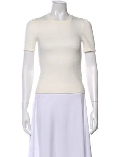 Pre-owned Cinq À Sept Crew Neck Short Sleeve Top In White