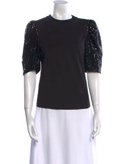 Pre-owned Cinq À Sept Crew Neck Short Sleeve T-shirt In Black