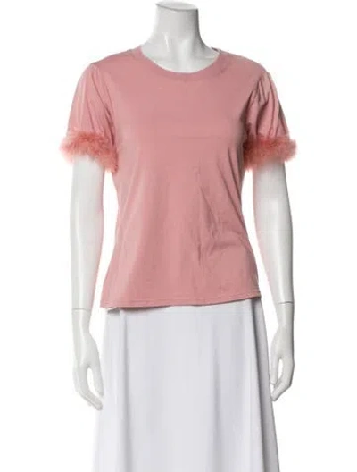 Pre-owned Cinq À Sept Crew Neck Short Sleeve T-shirt In Pink