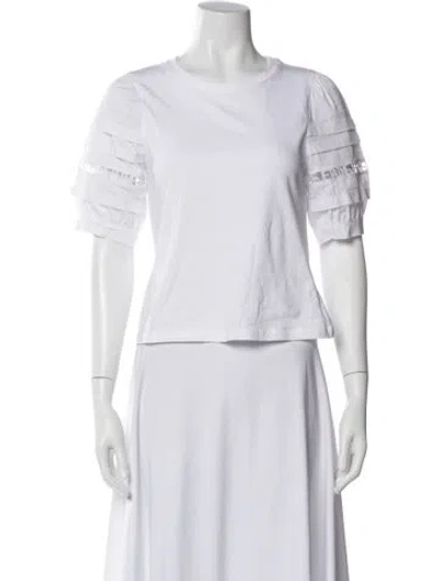 Pre-owned Cinq À Sept Crew Neck Short Sleeve T-shirt W/ Tags In White