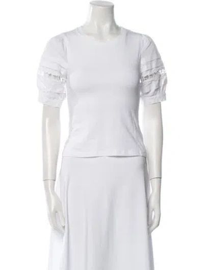 Pre-owned Cinq À Sept Crew Neck Short Sleeve T-shirt In White